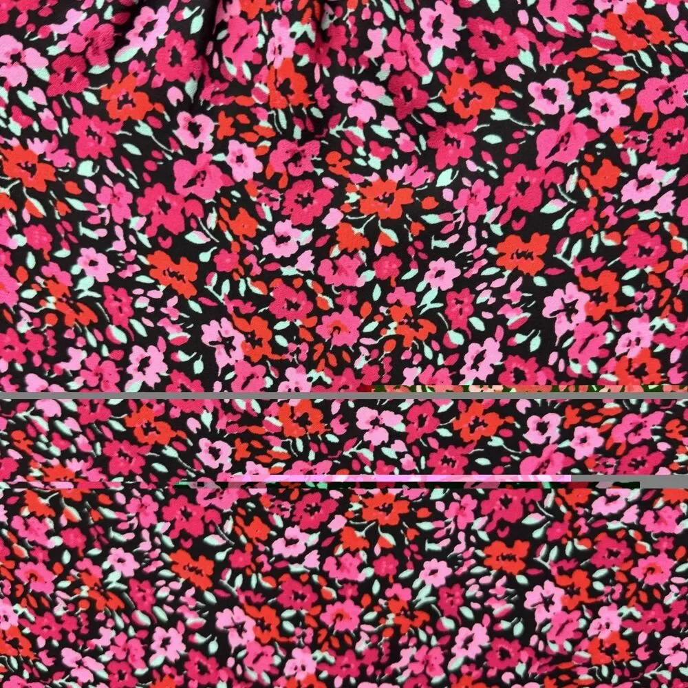 J. Crew Womens Floral Abstract Long Sleeve Popover Blouse Top Large Red Pink